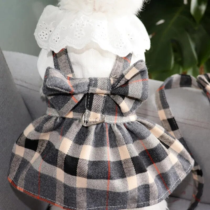 Dog Dress Plaid Skirt